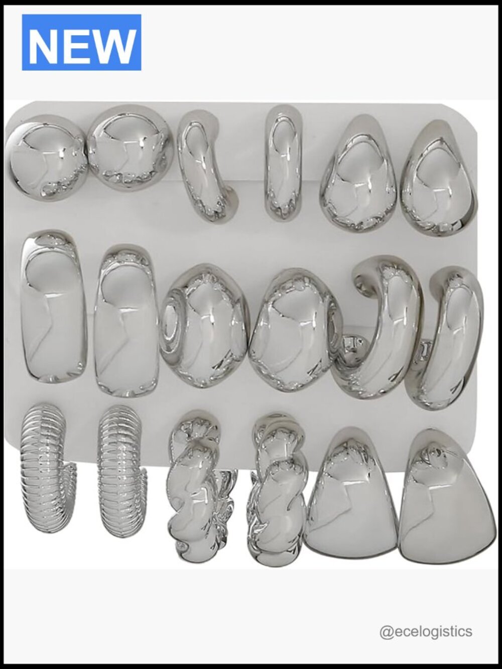 9-Pair Chunky Gold Earrings Set - Trendy Lightweight Hoop Earrings
